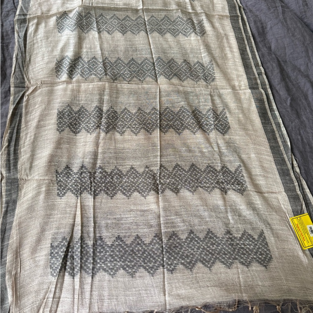 Beige jute silk Patterned Scarf stole dupatta scarf